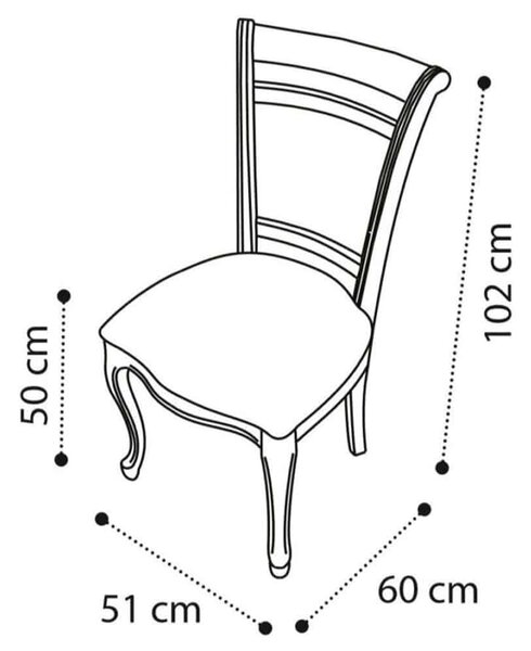 Scaun lemn masiv crem Ellen, 51 × 60 × 102 cm