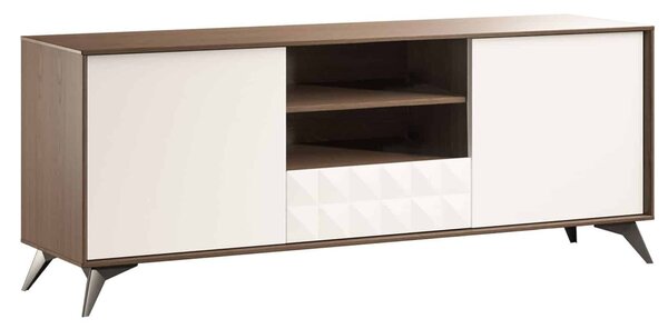 Comodă TV lemn masiv nuc Zion Crem-, 166 × 43 × 60 cm