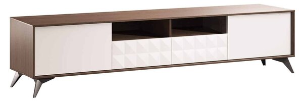Comodă TV lemn masiv nuc Zion Crem-, 203 × 43 × 46 cm