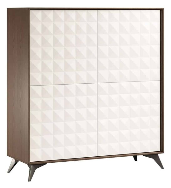 Comodă lemn masiv nuc Zion Crem-, 113 × 43 × 125 cm