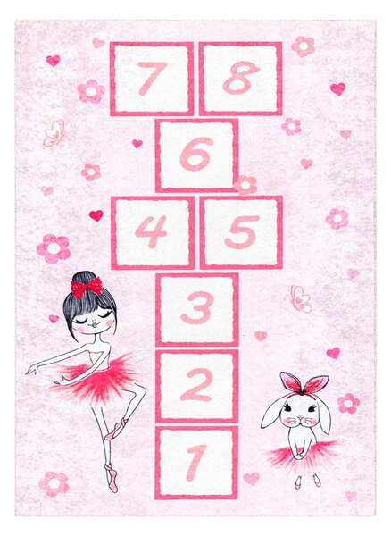 JUNIOR 51828.802 covor lavabil hopscotch, balerină pentru copii anti-alunecare - roz