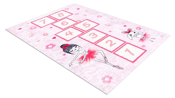 JUNIOR 51828.802 covor lavabil hopscotch, balerină pentru copii anti-alunecare - roz