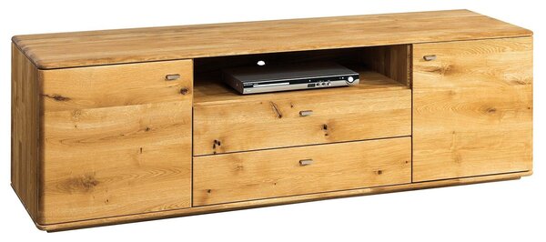 Comodă TV lemn masiv natur Siena Stejar, 54.5 × 180.2 × 48 cm