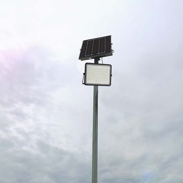 Proiector LED solar de exterior LED/20W/3,2V 6400K negru + telecomandă
