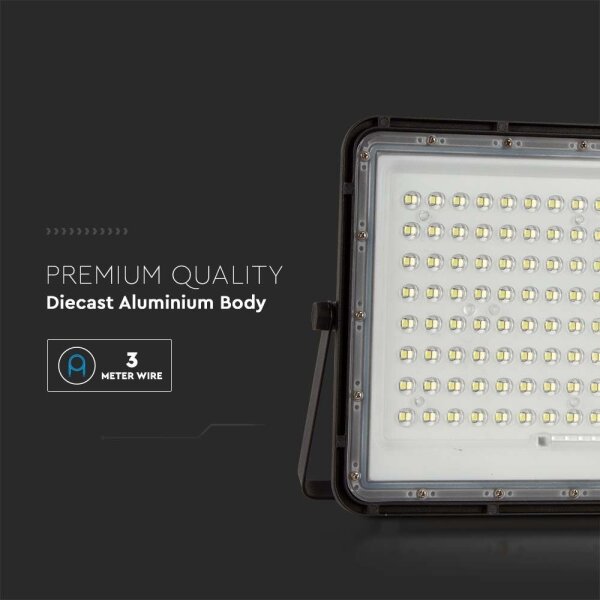 Proiector LED solar de exterior LED/20W/3,2V 6400K negru + telecomandă