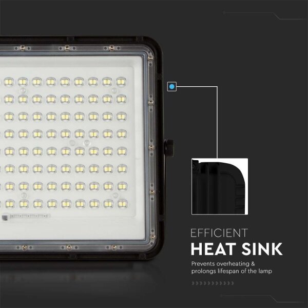 Proiector LED solar de exterior LED/20W/3,2V 6400K negru + telecomandă