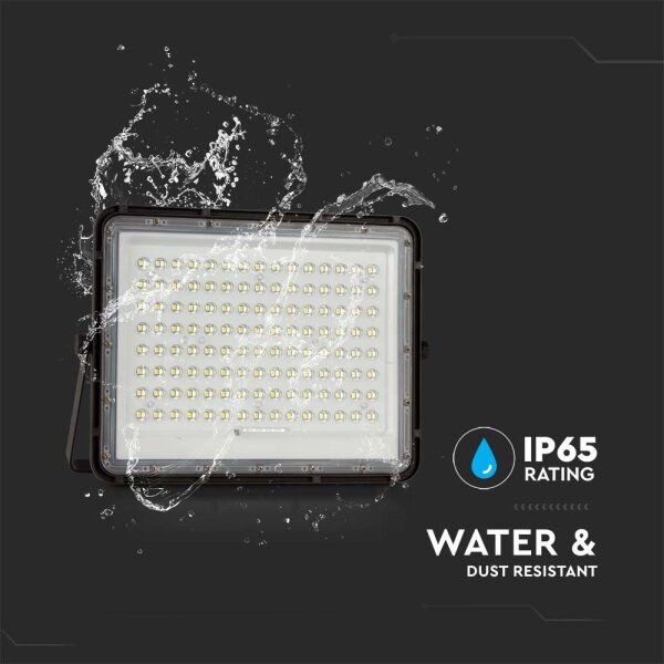 Proiector LED solar de exterior LED/20W/3,2V 6400K negru + telecomandă