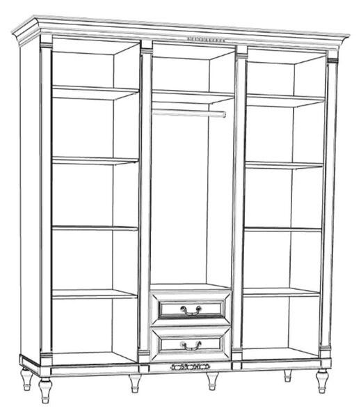 Dulap lemn masiv crem Provence -Natur, 186 × 64 × 210 cm