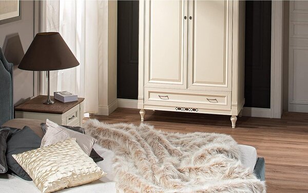Dulap lemn masiv crem Provence -Natur, 123 × 64 × 210 cm