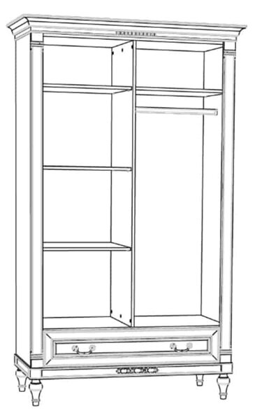 Dulap lemn masiv crem Provence -Natur, 123 × 64 × 210 cm