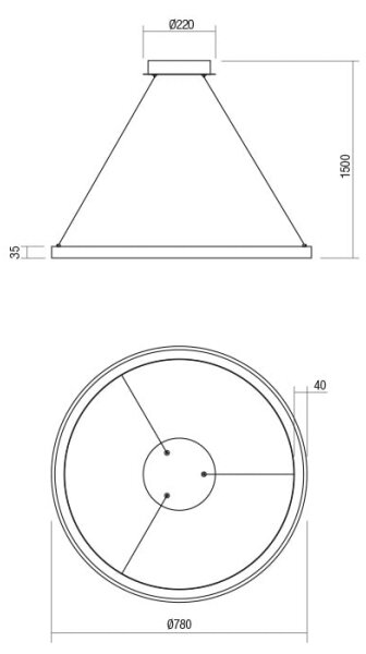 Lustră LED dimabilă pe cablu Redo 01-2676 ICONIC LED/60W/230V d. 78 cm auriu
