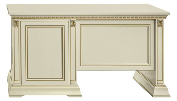 Birou lemn masiv crem Victoria Patinat, 145 × 75 × 78 cm