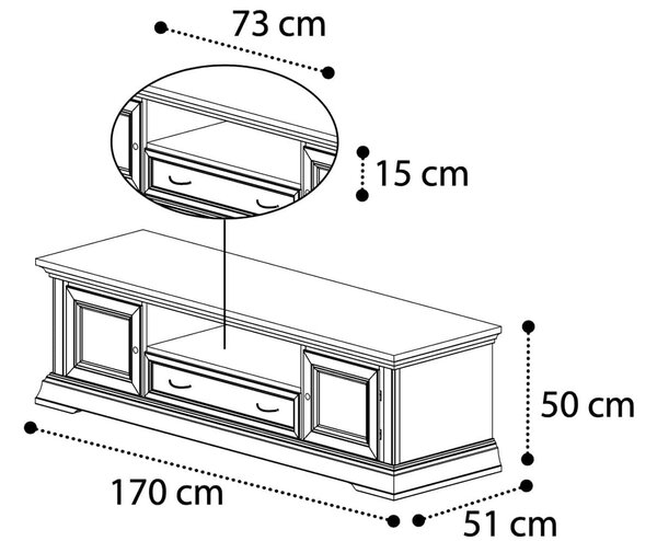 Set lemn masiv crem Living Victoria 3 Piese Patinat