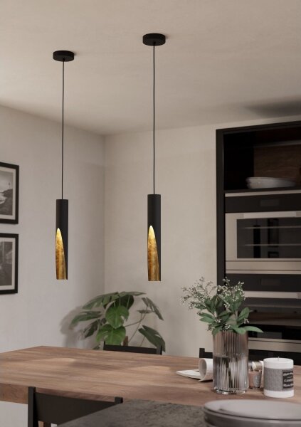 Lustră LED pe cablu Eglo 900872 BARBOTTO 1xGU10/4,5W/230V negru/auriu