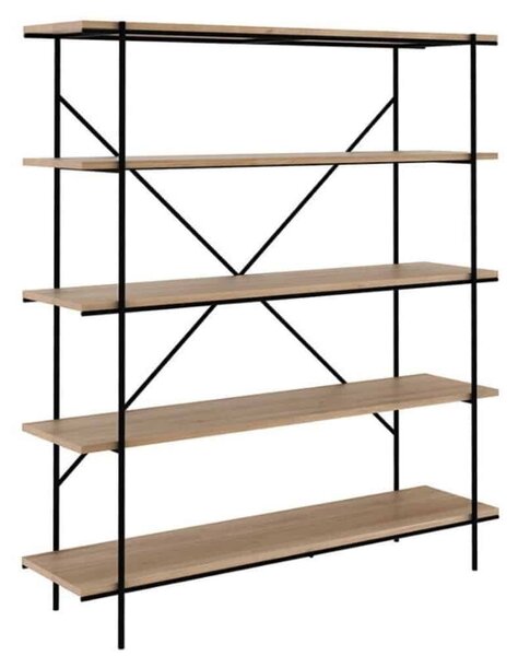 Bibliotecă lemn masiv Colette Stejar, 140 × 38 × 165 cm