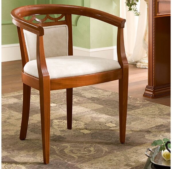 Scaun lemn masiv nuc Bologna -Crem, 55 × 52 × 74 cm