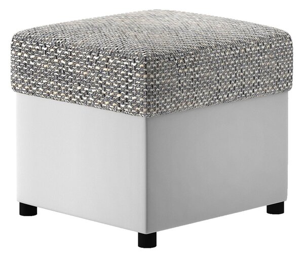 Taburet lemn masiv alb Gaultier 3 /Gri, 45 × 45 × 42 cm