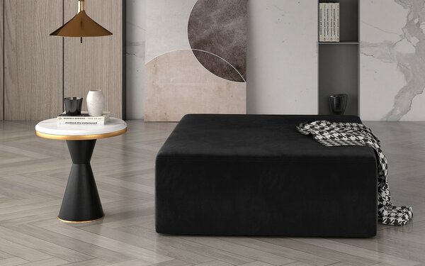 Taburet lemn masiv Sancho Patrat Negru, 83 × 83 × 42 cm