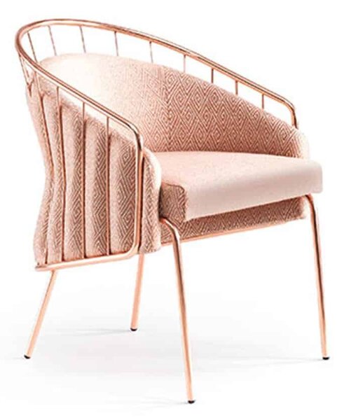 Scaun lemn masiv Anette Cadru Metalic Rose-Gold, 65 × 63 × 81 cm