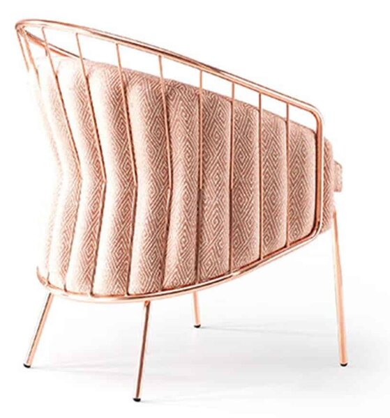 Scaun lemn masiv Anette Cadru Metalic Rose-Gold, 65 × 63 × 81 cm