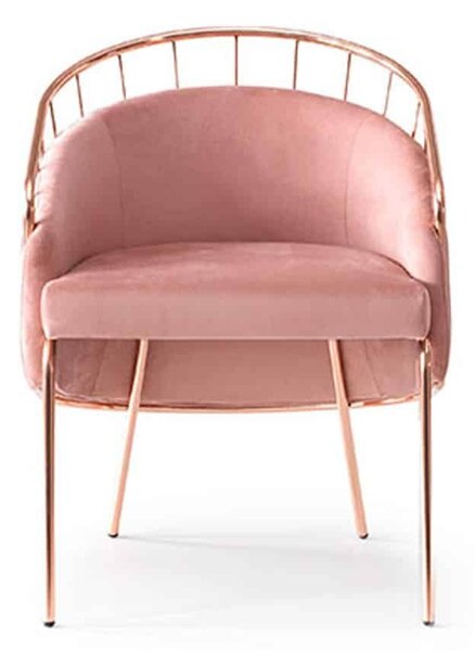 Scaun lemn masiv Anette Cadru Metalic Rose-Gold, 65 × 63 × 81 cm