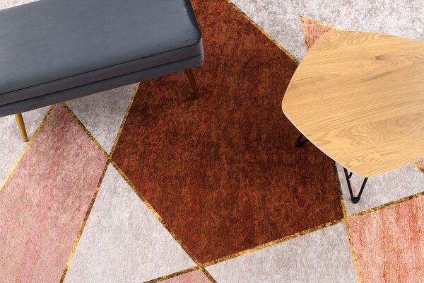MIRO 52097.802 covor lavabil Geometric anti-alunecare - roz