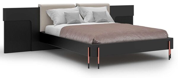 Pat lemn masiv Calista Negru-Rose Gold