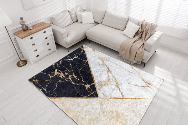 MIRO 52103.801 covor lavabil Marmură, geometric anti-alunecare - aur