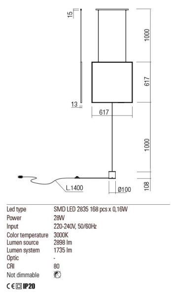 Lampadar Redo 01-2134 SLICK LED/28W/230V negru