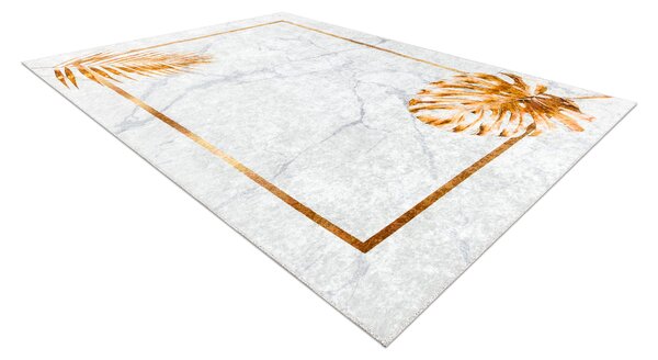 MIRO 51518.806 covor lavabil Frunze, cadru anti-alunecare - gri / aur