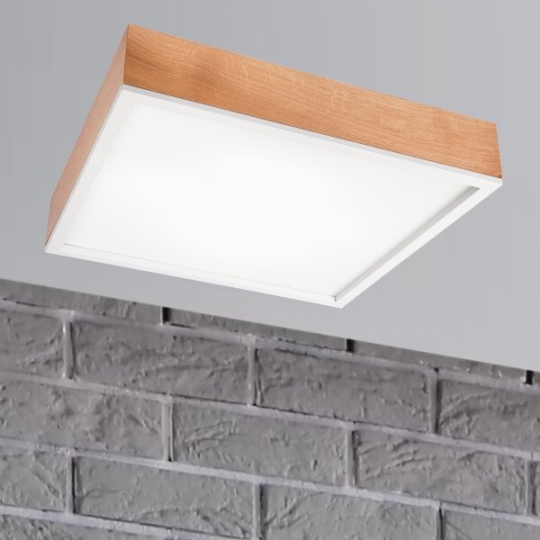 Plafonieră OAK SQUARE 4xE27/15W/230V 48x48 cm stejar/alb