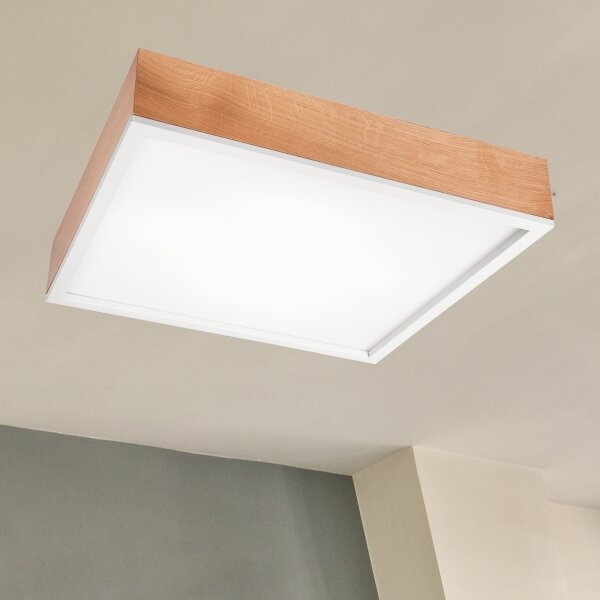 Plafonieră OAK SQUARE 4xE27/15W/230V 48x48 cm stejar/alb