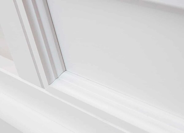 Comodă TV lemn masiv alb-natur Linea, 111 × 53 × 53 cm