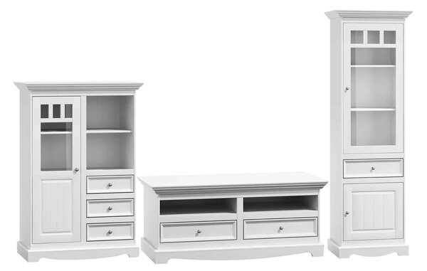 Set lemn masiv alb Living Linea 261 cm