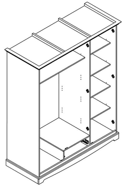 Dulap lemn masiv alb Linea, 156 × 65 × 190 cm