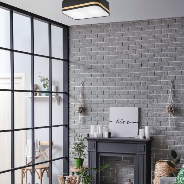 Plafonieră SIRJA SQUARE STRIPE 2xE27/15W/230V negru/auriu