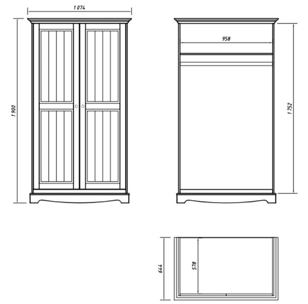 Dulap lemn masiv alb-natur Linea, 108 × 65 × 190 cm
