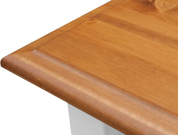 Masă lemn masiv alb-natur Cafea Linea cu Sertar 122x71cm