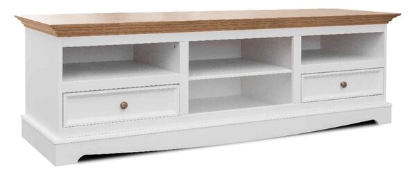 Comodă TV lemn masiv alb-natur Linea, 167 × 53 × 53 cm