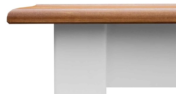 Masă lemn masiv alb-natur Cafea Linea cu Sertar 122x71cm
