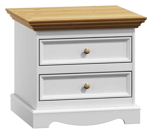 Noptieră lemn masiv alb-natur Linea, 59,5 × 44,2 × 53,2 cm