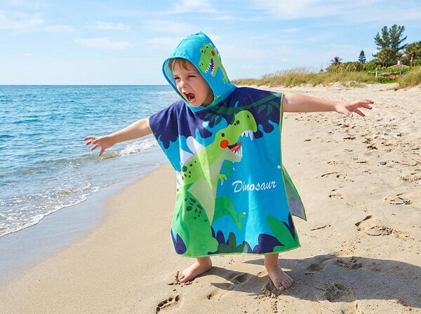 Poncho pentru copii DINOSAUR colorat Dimensiune: 60 x 120 cm