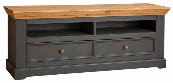 Comodă TV lemn masiv Iris Grafit, 169 × 42 × 63 cm