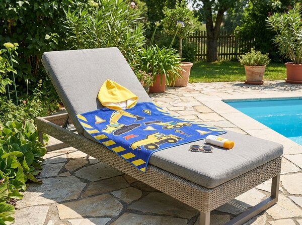 Poncho pentru copii LITTLE BUILDER albastru Dimensiune: 60 x 120 cm