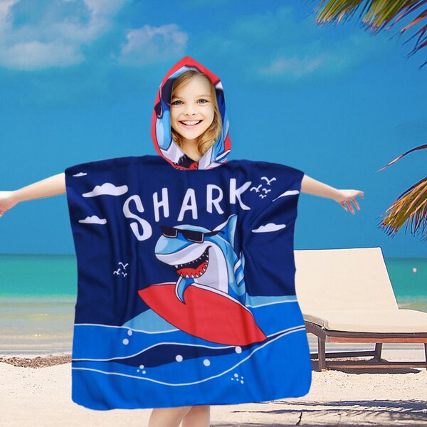 Poncho pentru copii SHARK albastru Dimensiune: 60 x 120 cm