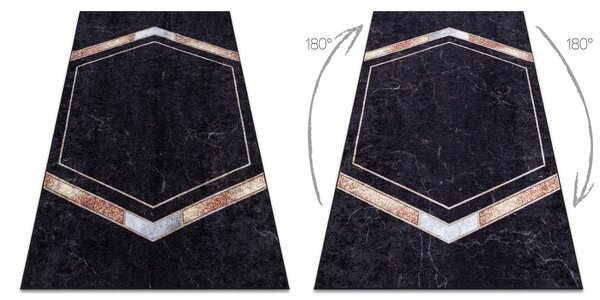MIRO 52025.802 covor lavabil Marmură, geometric anti-alunecare - negru
