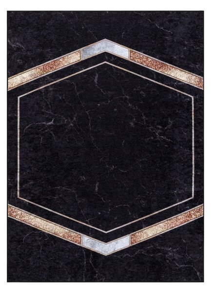MIRO 52025.802 covor lavabil Marmură, geometric anti-alunecare - negru
