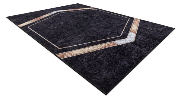 MIRO 52025.802 covor lavabil Marmură, geometric anti-alunecare - negru
