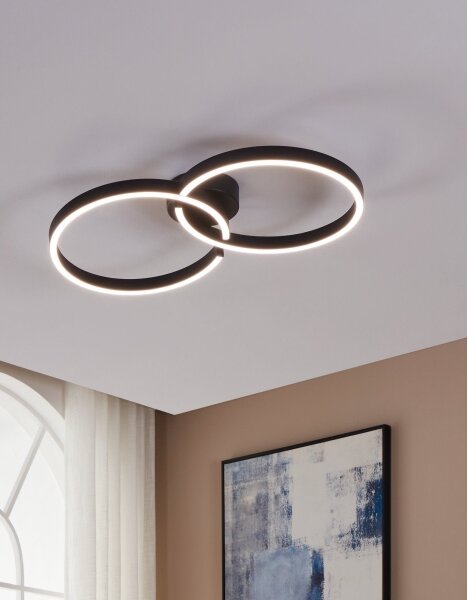 Plafonieră LED RGBW dimabilă Eglo 900955 AMANDOLO 19,5W/230V negru + telecomandă