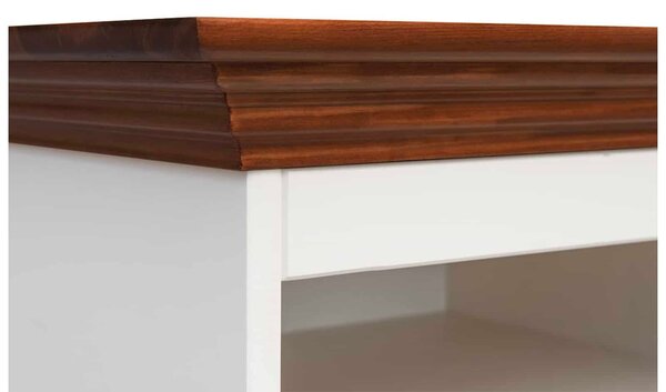 Vitrină lemn masiv nuc Linea Alb-, 90 × 45 × 130 cm